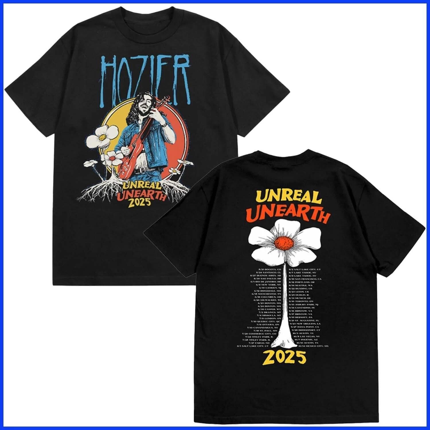 Hozier Unreal Unearth 2026 Flower Tour Black T-Shirt Gift for Rock. M