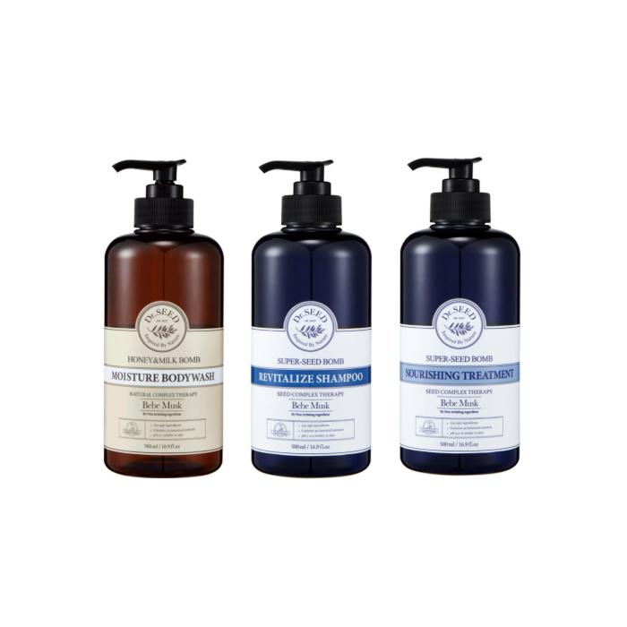 Dr.SEED Super Seed Bomb Shampoo, Treatment, Body Wash 500ml, 1000ml (Bebe Musk, Midnight Rose) (30 Options)