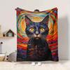 1pc Colorful Cat Art Soft & Warm Polyester Knit Blanket, Digital Printed, All-Season Throw for Napping, Traveling, Sofa yy250906020