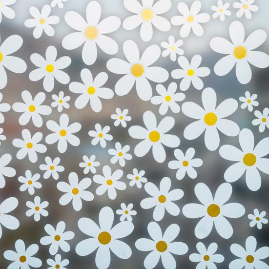 6 Blatt Blume Fenstersticker Niedliche Frühlings-Wildblumen PVC Aufkleber Statischer Floral Glassticker für Zuhause Büro Schulzimmer Dekoration