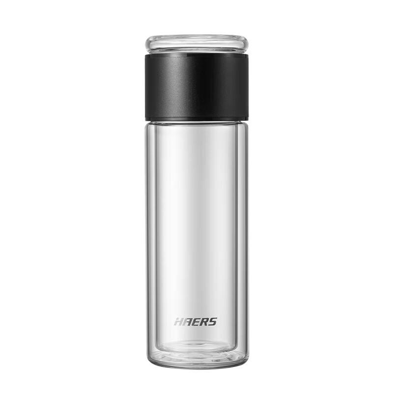 HAERS Tea Infuser Glass Bottle, 280ml, Black