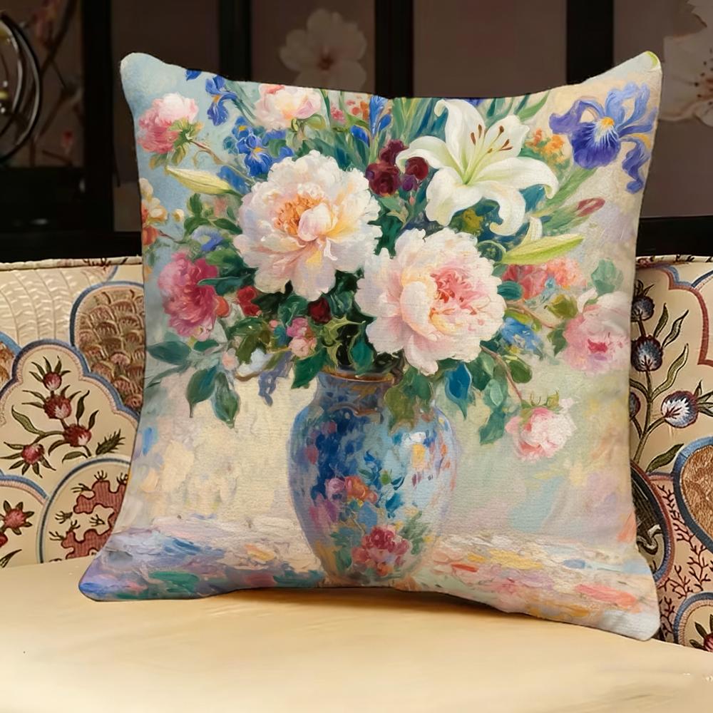 Flower Vase Pillow Case Pillowcase, Double-Sided Printed, Sofa Cushion, Bedroom Headboard Pillow