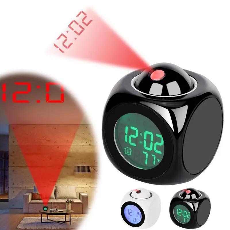 Multifunctional Projection Alarm Clock Glow-in-the-Dark Digital Clock Bedside Alarm Clock with Temperature and Humidity Display