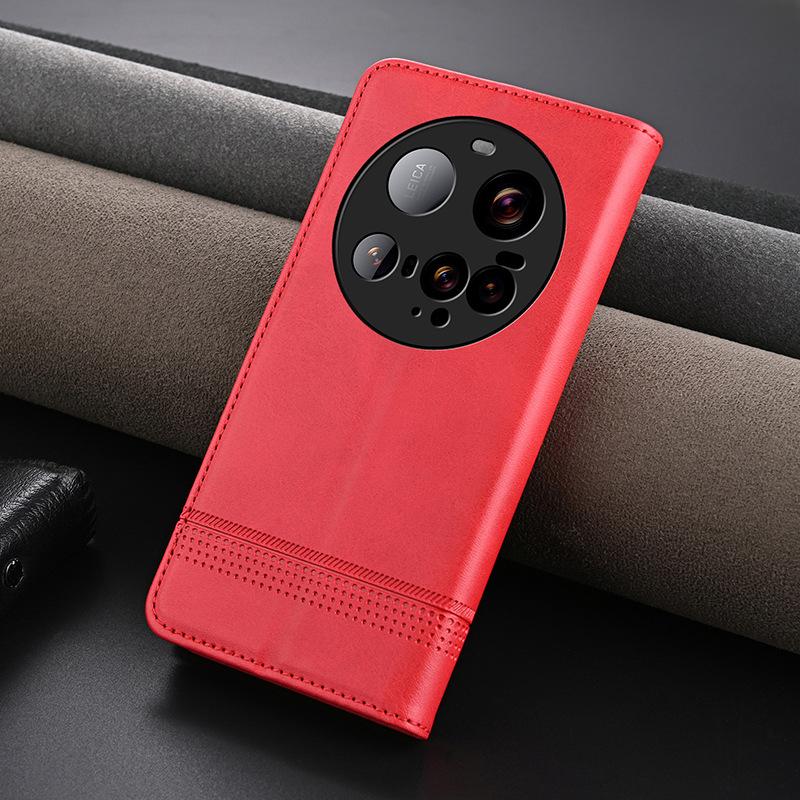 Suitable for 14 Xiaomi 15pro Phone Case with Magnetic Cow Pattern. 13xiaomi12 Full Package Shockproof 11T/10 Leather Case