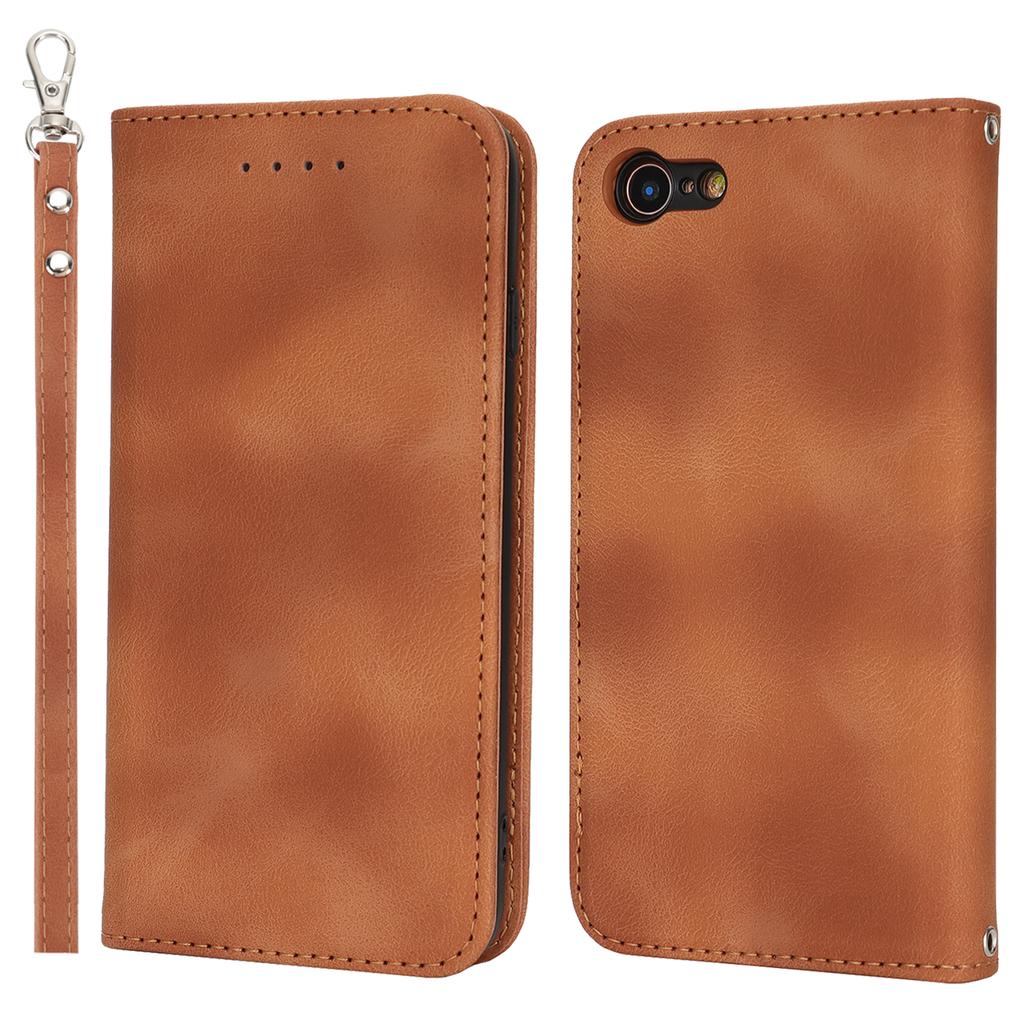 For iPhone SE (2022)/(2020)/8/7 Stand Case Magnetic Closure Skin Touch Leather Flip Phone Cover with Wallet