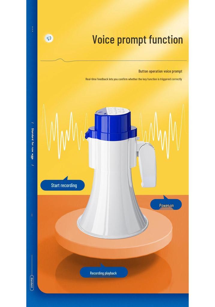 Portable High-Volume Street Vendor Megaphone with Recording Function