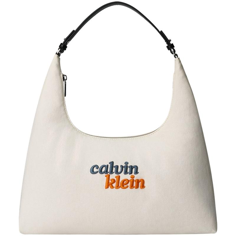 Calvin Klein Casual Commuter Letter Embroidered Shoulder Bag Women Handbags Ivory 4F3742G-XSI Basic Set (Bag)