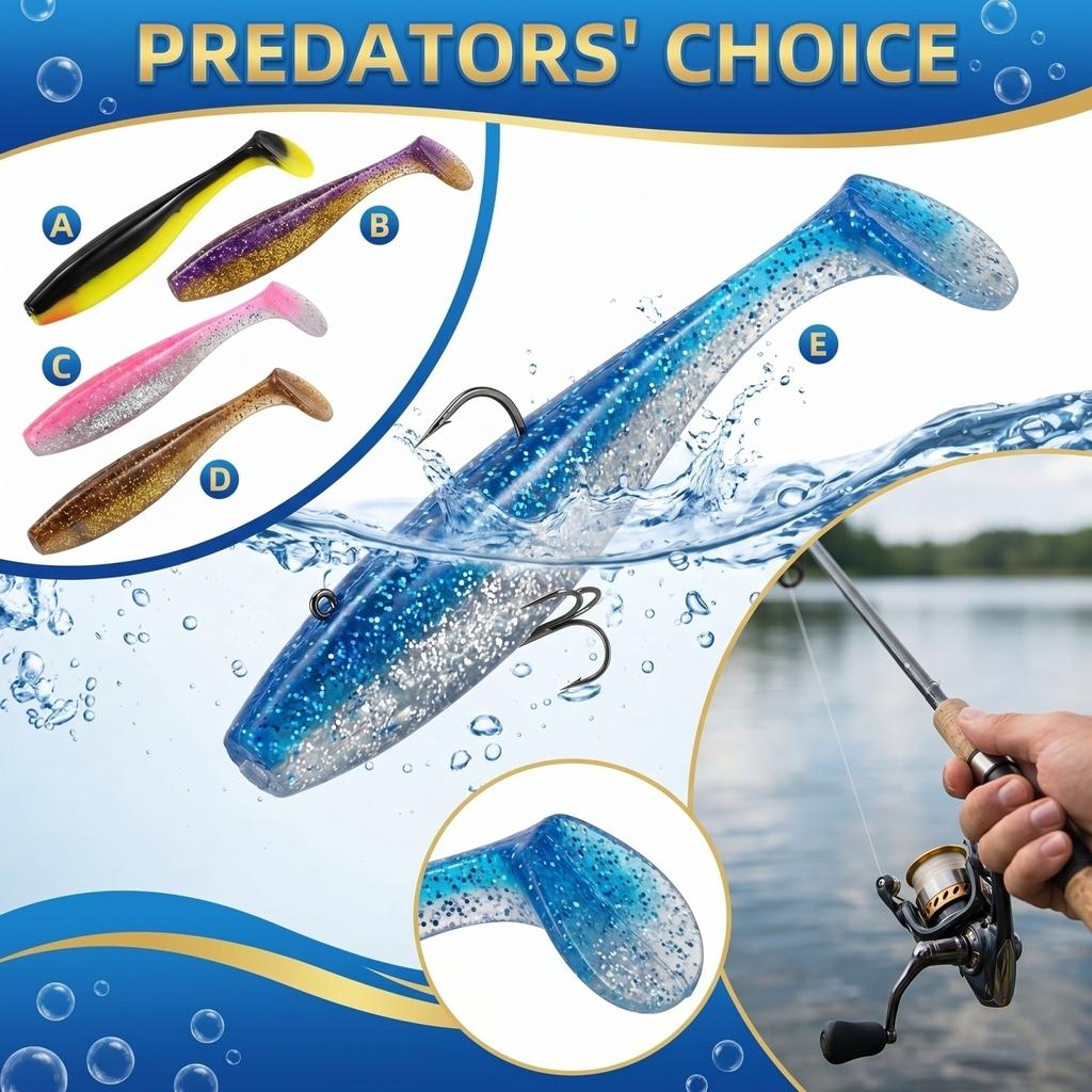 Multi Joint Flexible T-Tail Soft Fishing for Bass Mandarin Fish