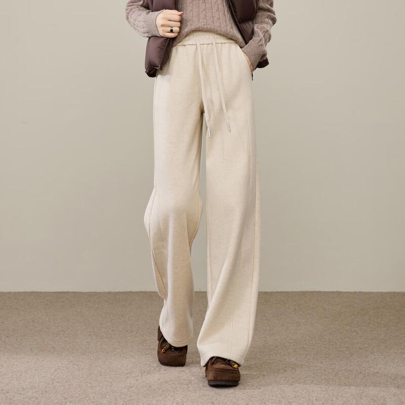 ESE-Y Women's Acetate Wool Fleece-Lined Straight-Leg Pants