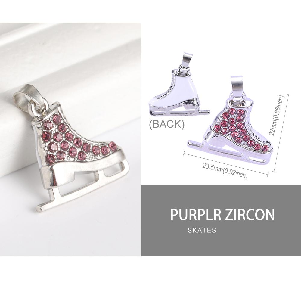 Rhinestone Ice Skating Charm for Necklace Bracelet Keychain Jewelry Making Metal White Enamel Pendants Accessories