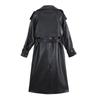 New Women's Long PU Leather Trench Coat with Belt Lady Windbreaker Waterpoof Female Outerwear Spring Autumn Black