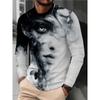 Men's 3D Stripe Printed Long-sleeved T-shirt, Comfortable, Breathable and Versatile Men's Top