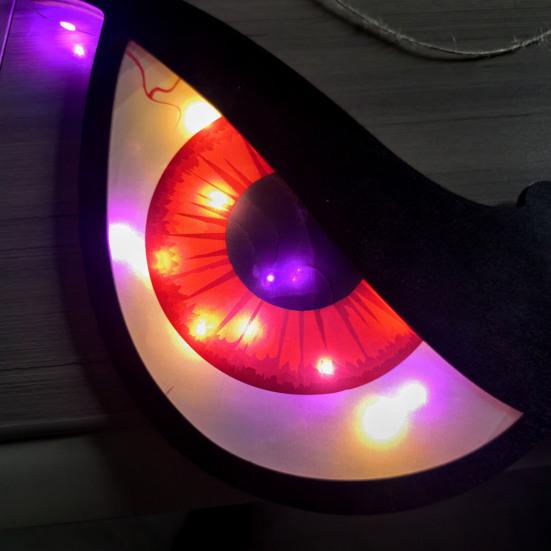 Halloween Eye Light Decoration Large Glowing Wooden LED Eye Light for Halloween Bush Yard Home Wall Window Tree Decor