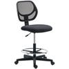 Ergonomic Mesh Standing Desk Chair with Adjustable Footrest Ring and Seat Height Black