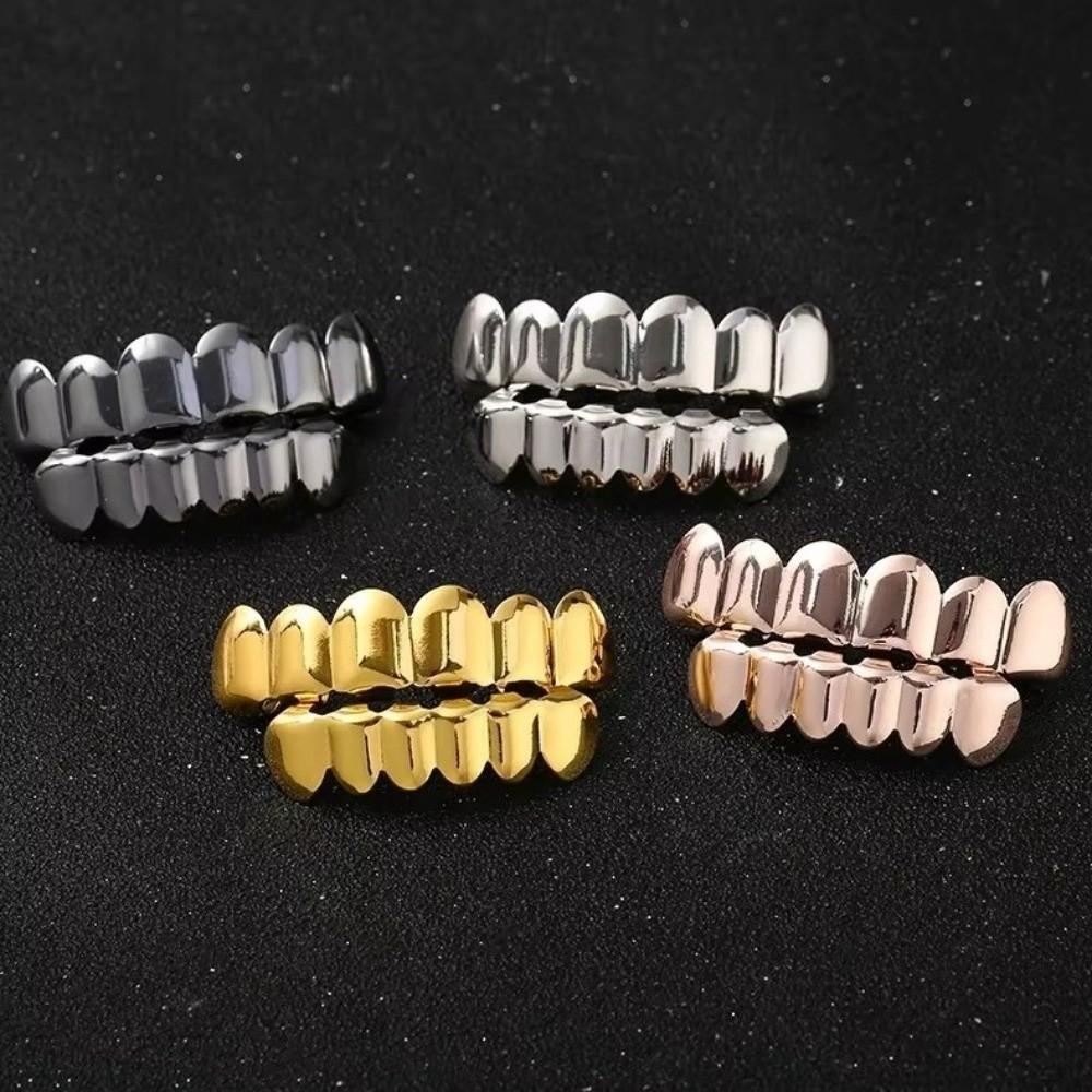 Eco-friendly Copper Teeth Grillz Caps Anti Slip Teeth Jewelry Teeth Grillz Top Bottom Set Cosplay