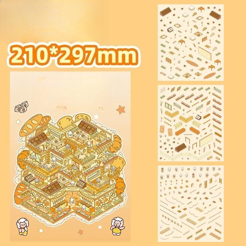 Adesivos Miniatura 3D Grandes Criativos Camadas Artesanato DIY para Alívio de Estresse e Decoração de Casa Decoração de Parede de Mesa Miniaturas Artesanato