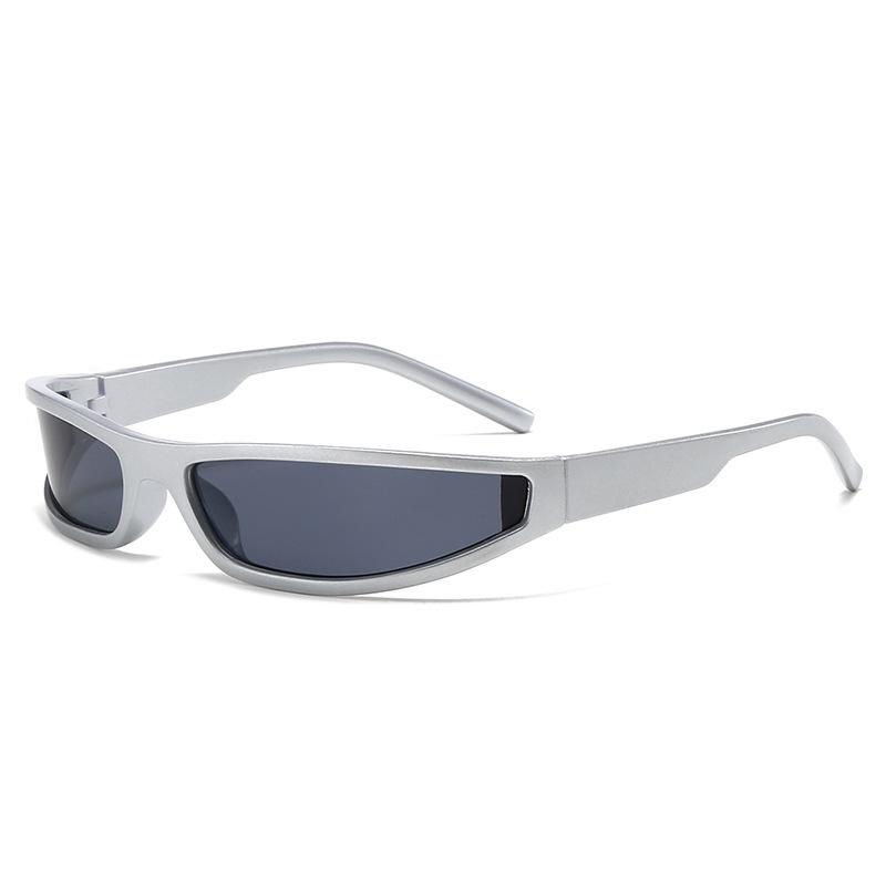 Y2K Futuristic Narrow Frame Sunglasses: Trendy Iridescent Unisex Style 2504