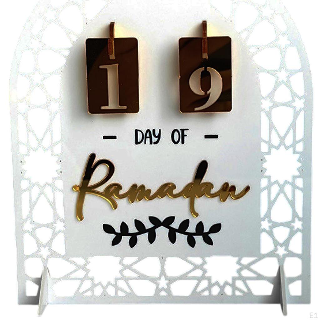 Acrylic Eid Ramadan Advent Calendar 20x15cm Traditional Arab Crafts Desktop Ornament for Family