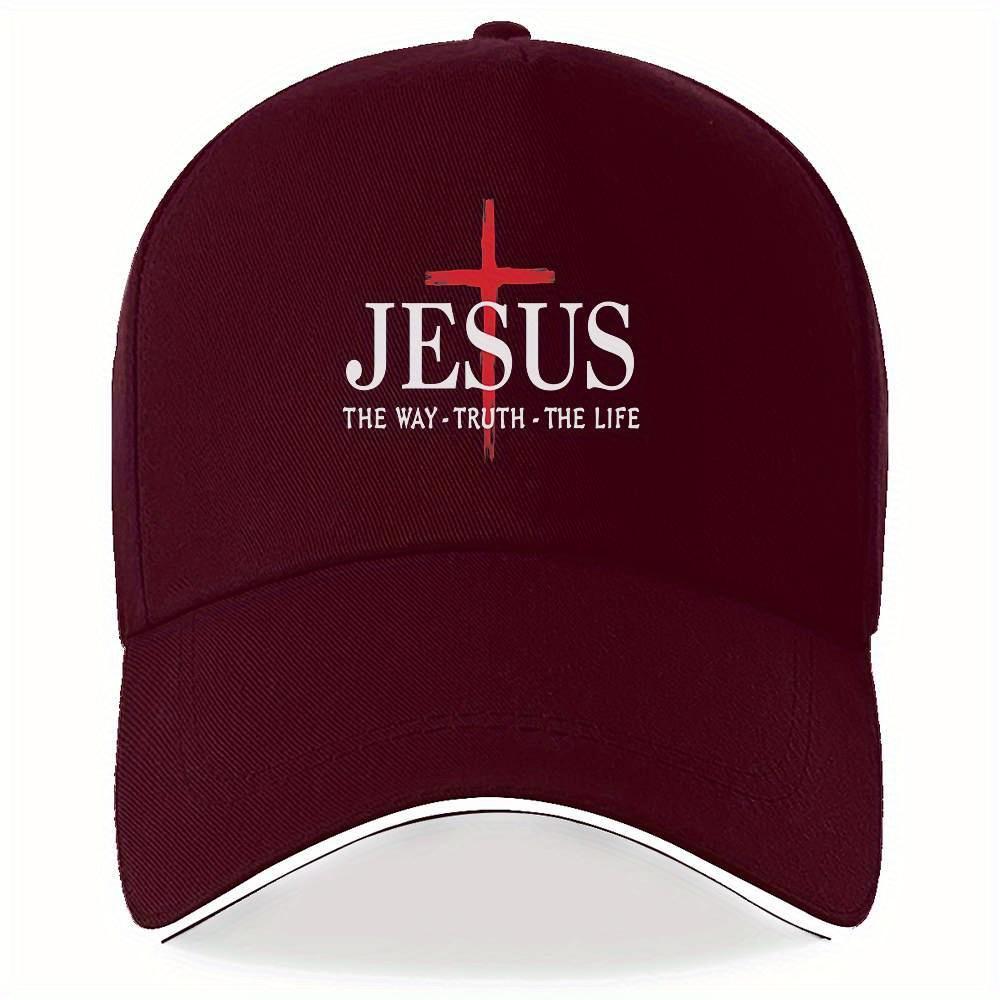 Jesus The Way Truth The Life Cross Baseball Cap Polyester Adjustable Unisex Outdoor Sports Cap One Size