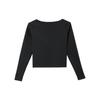 Nike Solid Color Round Neck Casual Crop Tight Long Sleeve T-Shirt Women Tops Black FN1912-010