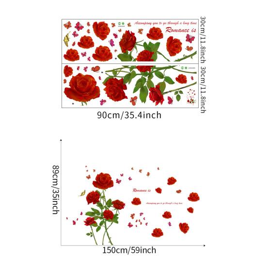 1 sett Veggklistremerke Vanntett selvklebende Rød Rose Blomstermønster Bakgrunn Veggmaleri Hjemmeinnredning