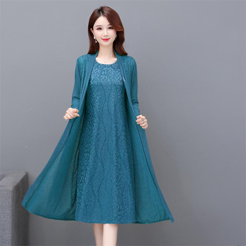 Rochie de vară din două piese 2023 cu șal cardigan de lungime medie