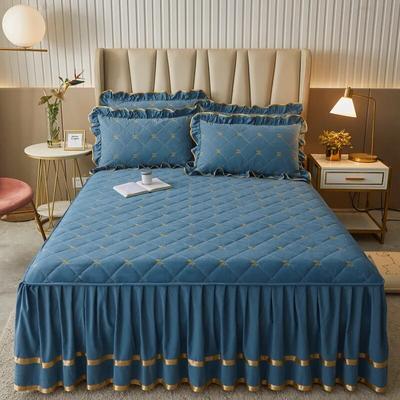 Luxury Green Quilted Bedspread On The Bed Queen Bed Skirt Single-piece Anti-slip Bed Sheet with 45cm Height Skirt Home Textiles