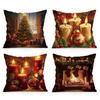 Christmas Tree Candles Pillowcase Printed Polyester 40/45/50cm Throw Pillowcover Decorative Sofa Cushion Pillowslip Home Decor