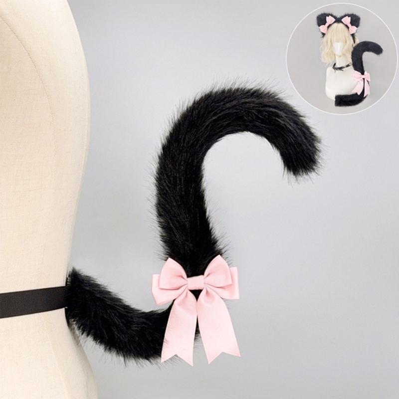 Themed Party Ear Headband with Soft Plush Texture, Ribbon Detail and Hanging Charm for Costume Styling and Photos