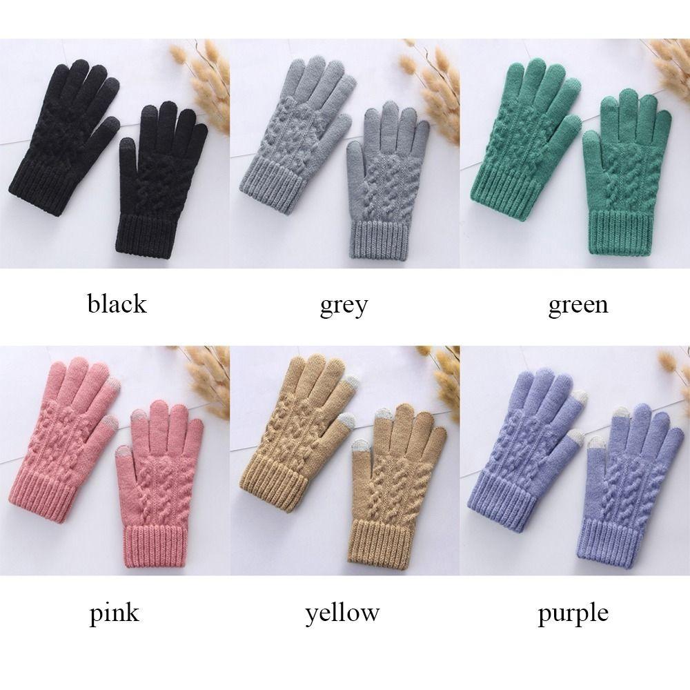 Windproof Cycling Driving Gloves Touch Screen All Finger Gloves Daily Short Mittens Winter
