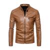 Autumn and winter men's casual leather jacket men's locomotive jacket slim-fitting trend young men's pu leather jacket thin velvet