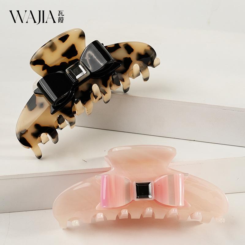 WJia French Luxury Rhinestone Bowknot Acetate Claw Clip