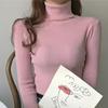 Women Pullover Turtleneck Sweater Autumn 2023 Long Sleeve Elastic Korean Simple Basic Jumper Solid Color Tops 16675