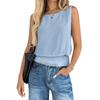Women's Solid Color Round Neck Sleeveless Smocked Elastic Hem Casual Tank Top Basic Summer Camisole