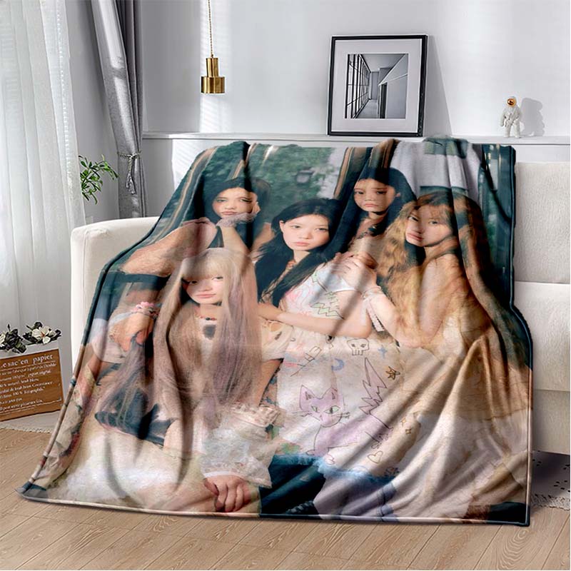 3D Printed Flannel Blanket I-ILLIT Combo K-POP Home Sofa Bed Blanket | Birthday Gift,