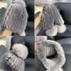 Girl Cute Real Rex Rabbit Fur Hat Big Fox Hairball Head Hat Thickened Warm Ear Hat Winter