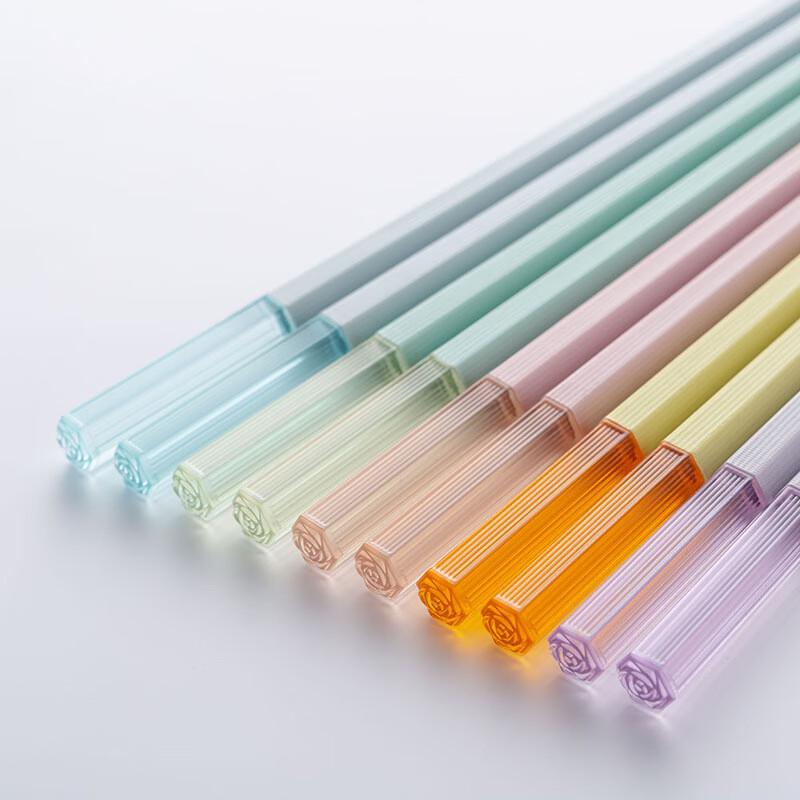 Ru Han Crystal Rose Alloy Chopsticks - 10 Pairs