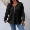 Women's Plus Size Fashion Casual Solid Color Hooded Sweatshirt With Long Sleeves And Drawstring Pullover Top