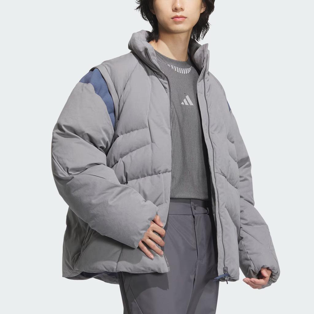 Adidas FW24 FUSTL Series P DJK Mid Removable Logo Warm Sports Casual Down Jacket Men Jacket Gray JM6174