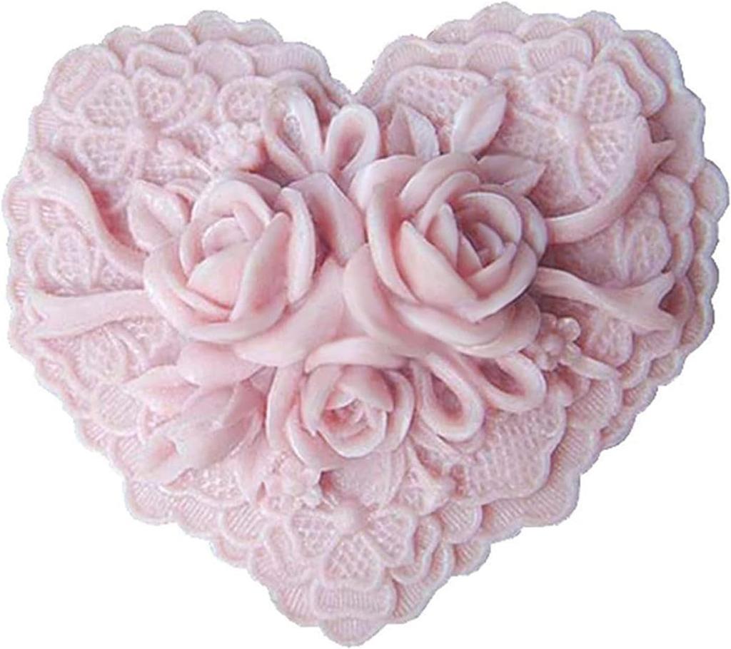 Beautiful Flower Delicate Floral Heart Silicone Soap Molds for Soap Making, Craft DIY Handmade Chocolate Candy Cake Mold