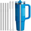 Metal Straw Replacement for Stanley Quencher ProTour Flip Tumbler 40oz,4 Pack Stainless Steel Drinking Straw with Cleaning Brush for Stanley Quencher