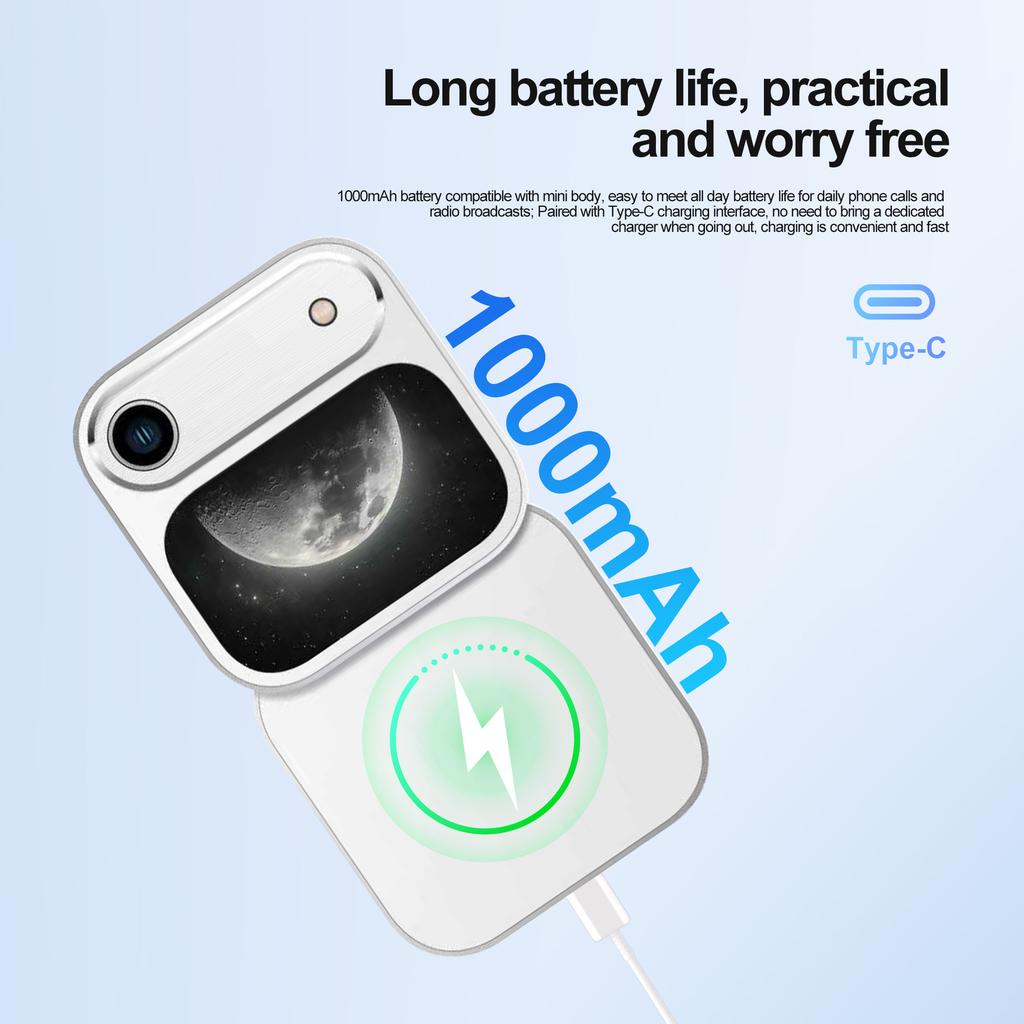 I17 Air Mini Faltbares Handy 2G GSM 1,77" Display Magische Stimme Kurzwahl UKW-Radio 2 SIM-Karten Kleine quadratische Handys