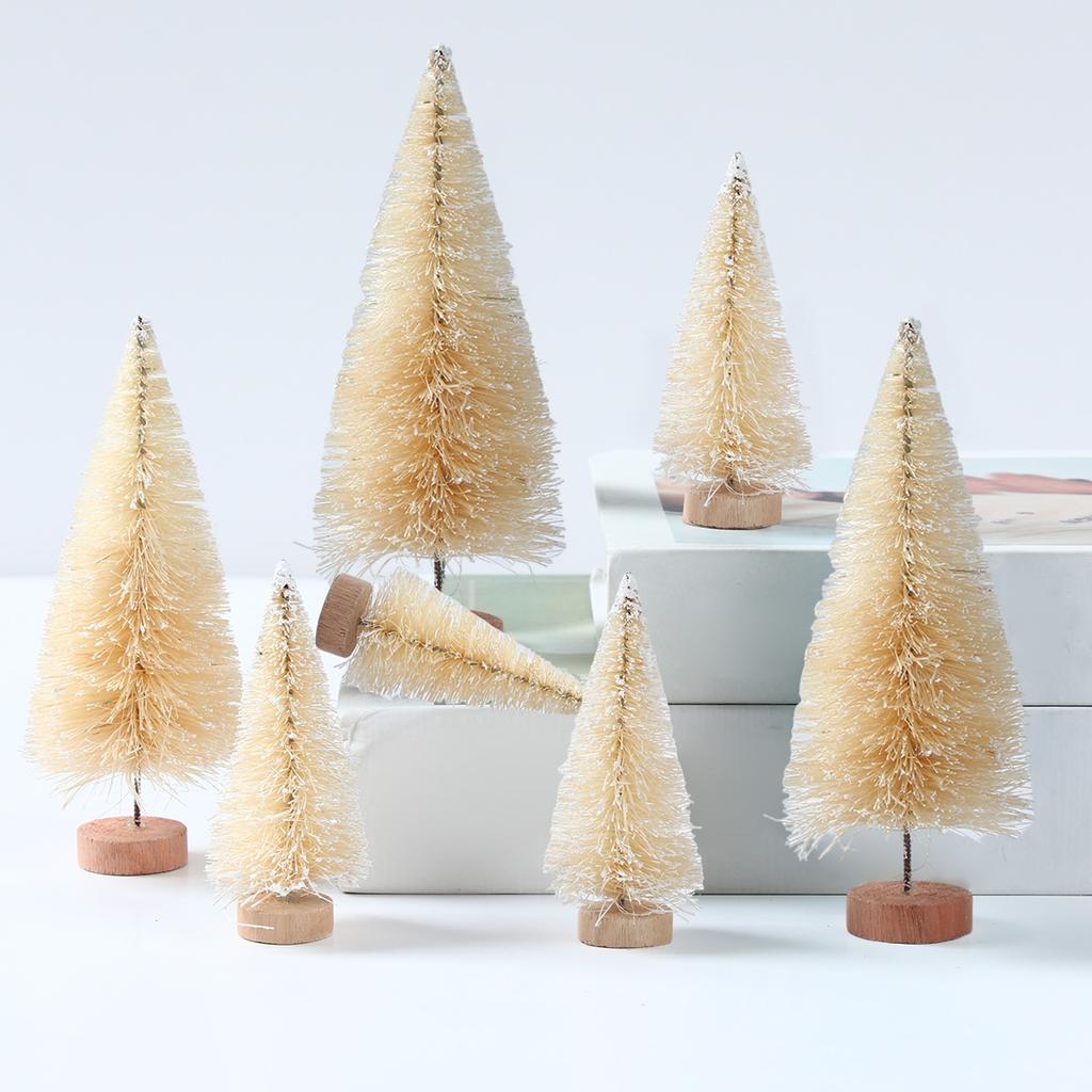 8pcs Mini Christmas Tree Wooden Xmas Ornaments Merry Christmas Decoration For Home 2025 Navidad Kerst Noel New Year Gift 2025