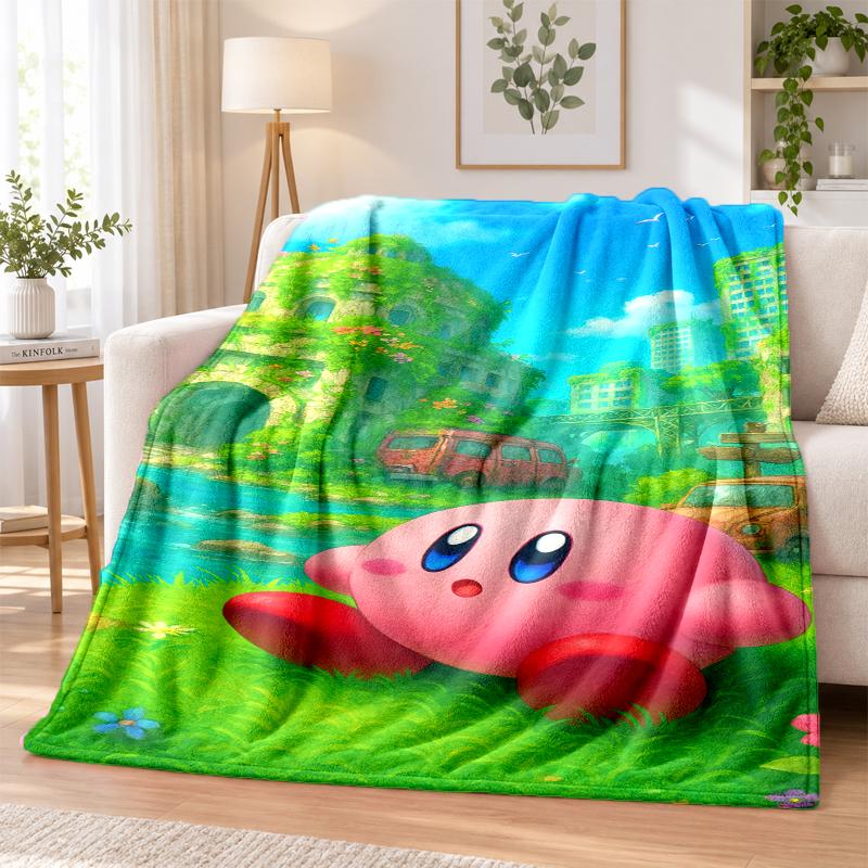 Kirby Flannel Throw Blanket Soft Warm Cozy For Sofa Bed Indoor Home Bedroom Use