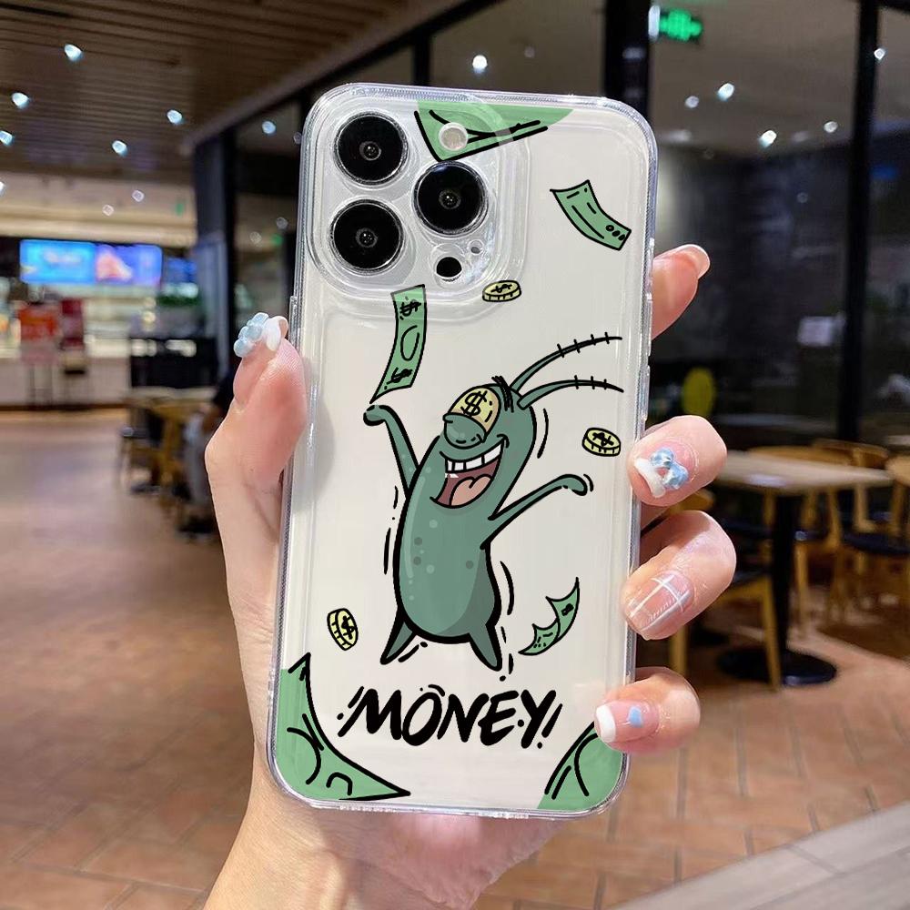 Süße SpongeBob S-Quadratpants Handyhülle für iPhone 17 Air 16 15 14 Plus 13 12 11 Pro Max X Xs XR 8 e Weiche TPU Transparente Hülle