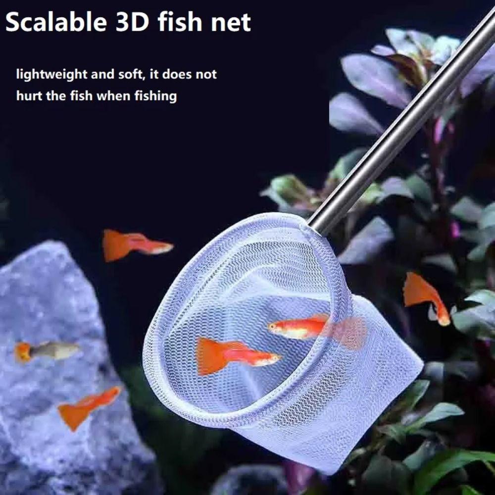 Extendable Handle Aquarium Dip Net Stainless Steel Fishtanks Cleaning Net Aquarium