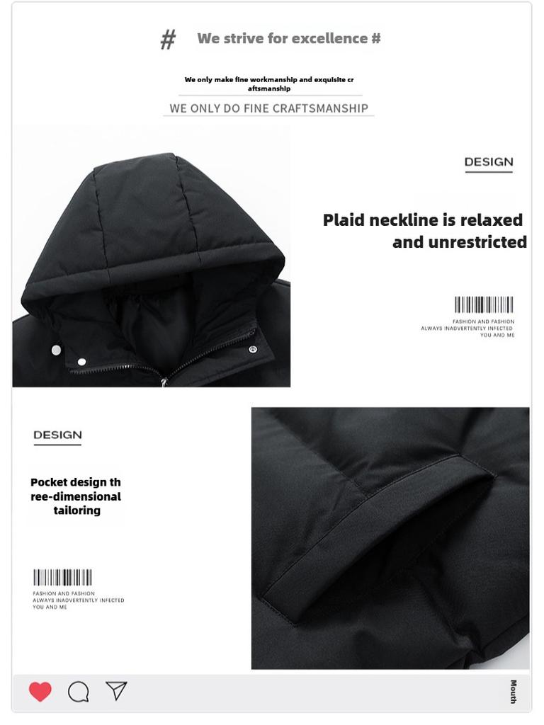 Kurze Baumwolljacke mit Kapuze für warme Wintertemperaturen, großer Baumwollmantel, lockere Pufferjacke