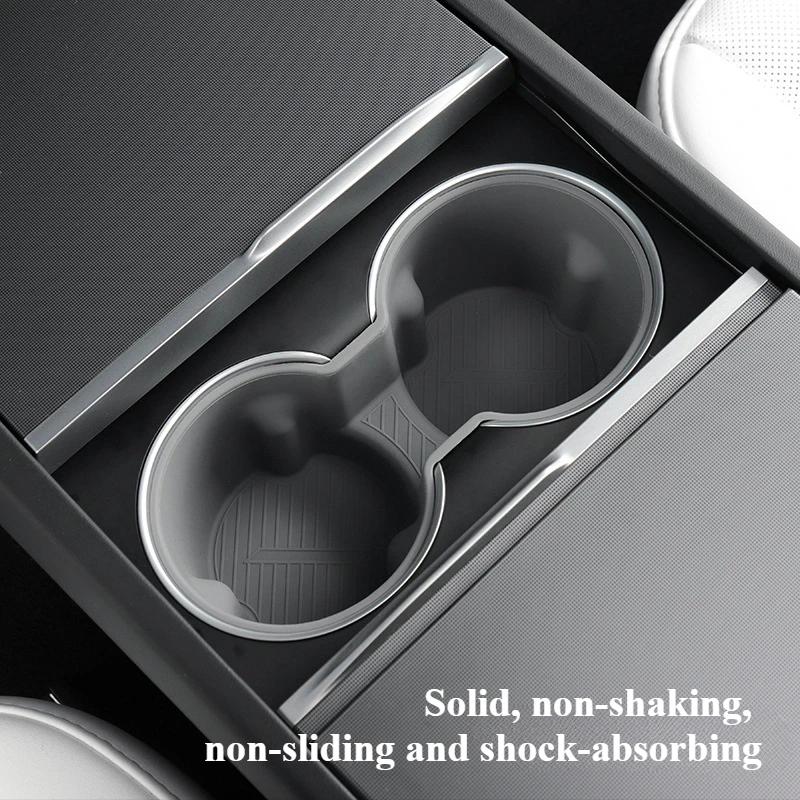 For Tesla New Model 3+ Highland 2025 Silicone Car Cup Holder Central Control Armrest Box Fixed Cup Slot Storage Beverage Holder