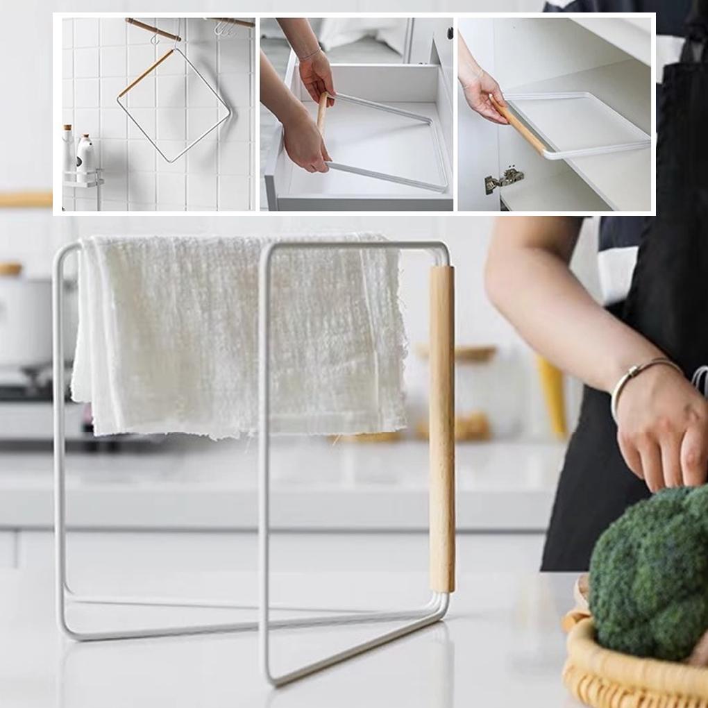 Kitchen Rag Storage Rack Hanging Cloth Shelf Holder Organizer Iron Multifunction Sundries Vertical Restaurant Drying Holder