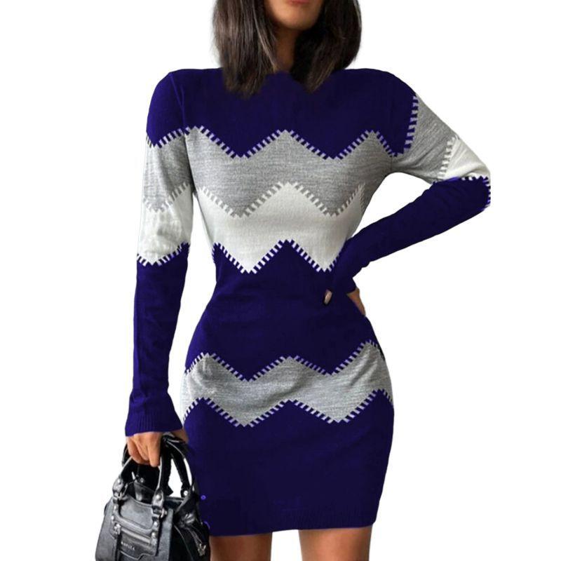 Women's Long Sleeve Mid-Length Knit Dress for Fall/Winter